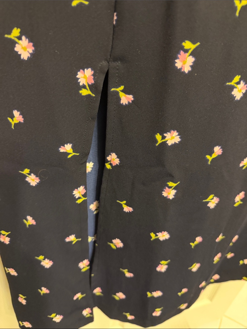 J. Crew Factory Navy Midi Dress with Pink Floral Print - Picture 4 of 6